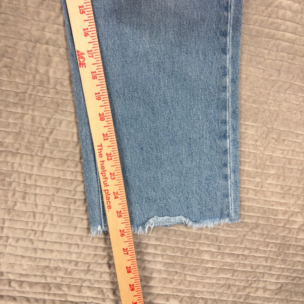 Vervet Blue High Rise Straight Leg Jeans Light Wash Raw Hem Seam Back T5912 29 - Picture 5 of 9
